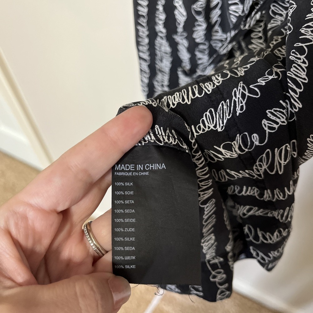Club Monaco Sz 2 Lanita Shirt Dress Pockets Drawstring Waist 100% Silk Black - Picture 8 of 8